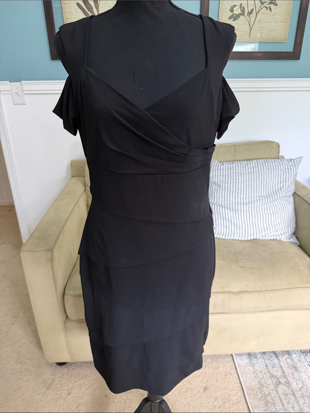 White House Black Market Black Cold-Shoulder Midi Dress